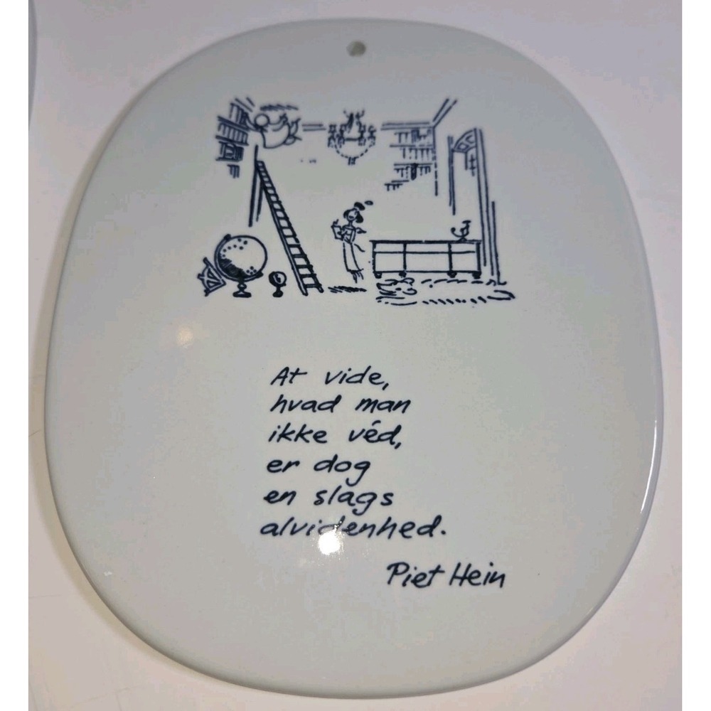Set/2 VTG Royal Copenhagen Denmark Fajance 1941 Piet Hein Poem Plaques (Danish) - Picture 2 of 7